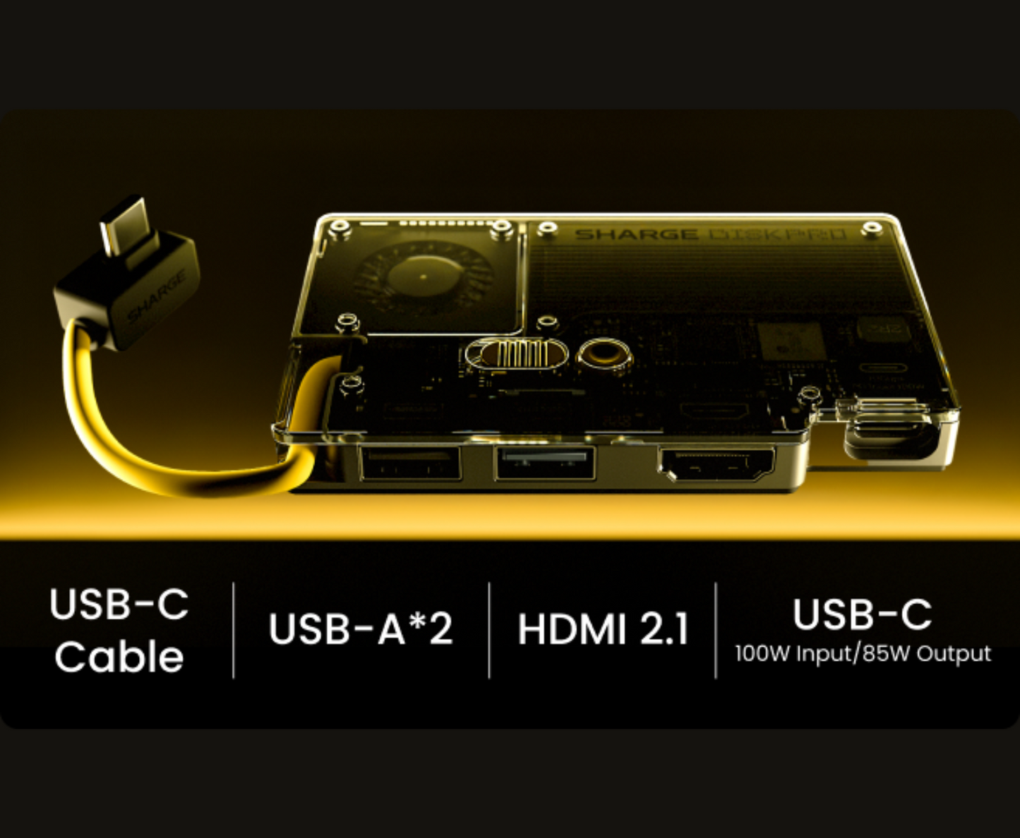 Disk Pro | 4-ports Hub丨Ice-storm Cooler丨Max 4TB丨10Gbps丨MagSafe Compatible丨HDMI 2.1丨Built-in Cable